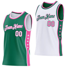 Charger l'image dans la galerie, Custom Reversible Kelly Green White-Pink Double Side Star Sublimation Basketball Suit Jersey

