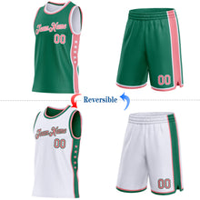 Загрузить изображение в средство просмотра галереи, Custom Reversible Kelly Green Medium Pink-White Double Side Star Sublimation Basketball Suit Jersey
