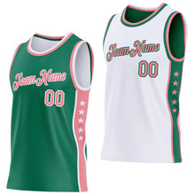 Загрузить изображение в средство просмотра галереи, Custom Reversible Kelly Green Medium Pink-White Double Side Star Sublimation Basketball Suit Jersey
