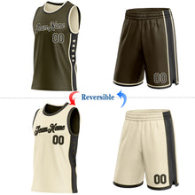 Загрузить изображение в средство просмотра галереи, Custom Reversible Olive Black-Cream Double Side Star Sublimation Basketball Suit Jersey
