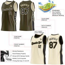Загрузить изображение в средство просмотра галереи, Custom Reversible Olive Black-Cream Double Side Star Sublimation Basketball Suit Jersey
