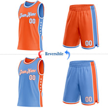Laden Sie das Bild in den Galerie-Viewer, Custom Reversible Orange White-Lakes Blue Double Side Star Sublimation Basketball Suit Jersey
