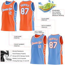 Laden Sie das Bild in den Galerie-Viewer, Custom Reversible Orange White-Lakes Blue Double Side Star Sublimation Basketball Suit Jersey
