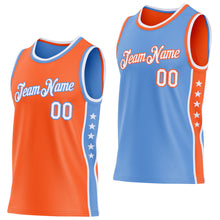 Laden Sie das Bild in den Galerie-Viewer, Custom Reversible Orange White-Lakes Blue Double Side Star Sublimation Basketball Suit Jersey
