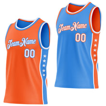 Charger l'image dans la galerie, Custom Reversible Orange White-Powder Blue Double Side Star Sublimation Basketball Suit Jersey
