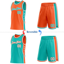 Load image into Gallery viewer, Custom Reversible Orange Aqua-White Double Side Star Sublimation Basketball Suit Jersey
