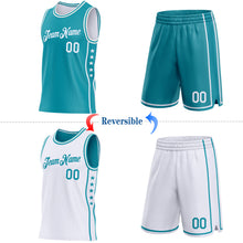 Charger l'image dans la galerie, Custom Reversible Teal White Double Side Star Sublimation Basketball Suit Jersey

