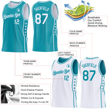 Charger l'image dans la galerie, Custom Reversible Teal White Double Side Star Sublimation Basketball Suit Jersey
