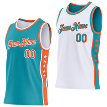 Загрузить изображение в средство просмотра галереи, Custom Reversible Teal Orange-White Double Side Star Sublimation Basketball Suit Jersey
