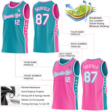 Charger l'image dans la galerie, Custom Reversible Teal White-Pink Double Side Star Sublimation Basketball Suit Jersey
