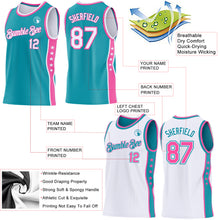 Laden Sie das Bild in den Galerie-Viewer, Custom Reversible Teal White-Pink Double Side Star Sublimation Basketball Suit Jersey
