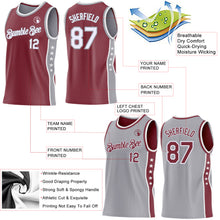 Laden Sie das Bild in den Galerie-Viewer, Custom Reversible Burgundy White-Gray Double Side Star Sublimation Basketball Suit Jersey
