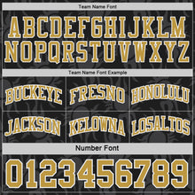 Загрузить изображение в средство просмотра галереи, Custom Black Old Gold-White Side Panel Stripe Sun Flame Reversible Double Side Sublimation Basketball Set Jersey
