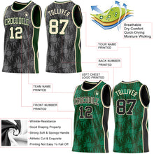 Laden Sie das Bild in den Galerie-Viewer, Custom Black Cream-Green Side Panel Stripe Sun Flame Reversible Double Side Sublimation Basketball Set Jersey
