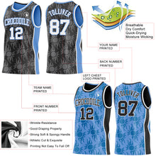 Charger l'image dans la galerie, Custom Black White-Light Blue Side Panel Stripe Sun Flame Reversible Double Side Sublimation Basketball Set Jersey

