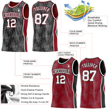 Laden Sie das Bild in den Galerie-Viewer, Custom Black White-Maroon Side Panel Stripe Sun Flame Reversible Double Side Sublimation Basketball Set Jersey
