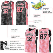 Laden Sie das Bild in den Galerie-Viewer, Custom Black Medium Pink-White Side Panel Stripe Sun Flame Reversible Double Side Sublimation Basketball Set Jersey
