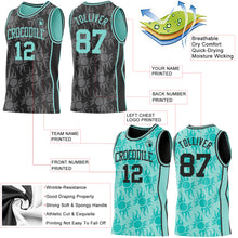 Загрузить изображение в средство просмотра галереи, Custom Black-Ice Blue Side Panel Stripe Sun Flame Reversible Double Side Sublimation Basketball Set Jersey
