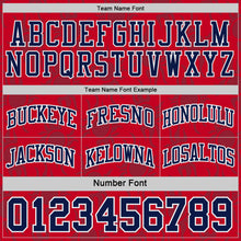 Загрузить изображение в средство просмотра галереи, Custom Navy Red-White Side Panel Stripe Sun Flame Reversible Double Side Sublimation Basketball Set Jersey
