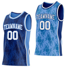 Laden Sie das Bild in den Galerie-Viewer, Custom Royal White-Light Blue Side Panel Stripe Sun Flame Reversible Double Side Sublimation Basketball Set Jersey
