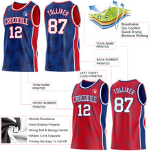 Charger l'image dans la galerie, Custom Royal White-Red Side Panel Stripe Sun Flame Reversible Double Side Sublimation Basketball Set Jersey
