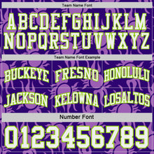 Laden Sie das Bild in den Galerie-Viewer, Custom Purple White-Neon Green Side Panel Stripe Sun Flame Reversible Double Side Sublimation Basketball Set Jersey
