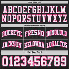 Laden Sie das Bild in den Galerie-Viewer, Custom Black White-Pink Side Panel Geometric Chevron Reversible Double Side Sublimation Basketball Set Jersey
