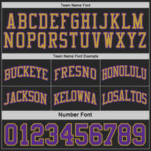 Load image into Gallery viewer, Custom Black Purple-Old Gold Side Panel Geometric Chevron Reversible Double Side Sublimation Basketball Set Jersey
