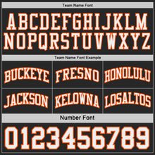 Laden Sie das Bild in den Galerie-Viewer, Custom Black White-Orange Side Panel Geometric Chevron Reversible Double Side Sublimation Basketball Set Jersey
