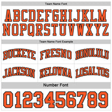 Laden Sie das Bild in den Galerie-Viewer, Custom Black White-Orange Side Panel Geometric Chevron Reversible Double Side Sublimation Basketball Set Jersey
