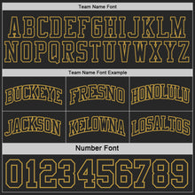 Charger l'image dans la galerie, Custom Black-Old Gold Side Panel Geometric Chevron Reversible Double Side Sublimation Basketball Set Jersey
