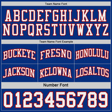 Загрузить изображение в средство просмотра галереи, Custom Royal White-Red Side Panel Geometric Chevron Reversible Double Side Sublimation Basketball Set Jersey
