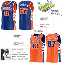 Charger l'image dans la galerie, Custom Royal Orange-White Side Panel Geometric Chevron Reversible Double Side Sublimation Basketball Set Jersey
