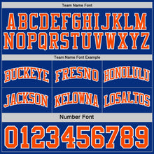 Charger l'image dans la galerie, Custom Royal Orange-White Side Panel Geometric Chevron Reversible Double Side Sublimation Basketball Set Jersey
