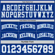 Charger l'image dans la galerie, Custom Royal White-Light Blue Side Panel Geometric Chevron Reversible Double Side Sublimation Basketball Set Jersey
