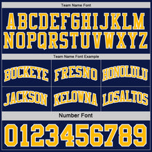 Charger l'image dans la galerie, Custom Navy Gold-White Side Panel Geometric Chevron Reversible Double Side Sublimation Basketball Set Jersey
