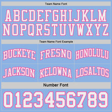 Charger l'image dans la galerie, Custom Pink White-Light Blue Side Panel Geometric Chevron Reversible Double Side Sublimation Basketball Set Jersey
