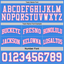Загрузить изображение в средство просмотра галереи, Custom Pink White-Powder Blue Side Panel Geometric Chevron Reversible Double Side Sublimation Basketball Set Jersey
