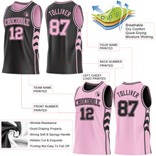 Load image into Gallery viewer, Custom Black-Light Pink Side Panel Geometric Chevron Reversible Double Side Sublimation Basketball Set Jersey
