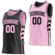 Load image into Gallery viewer, Custom Black-Light Pink Side Panel Geometric Chevron Reversible Double Side Sublimation Basketball Set Jersey
