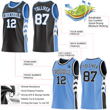 Load image into Gallery viewer, Custom Black White-Light Blue Side Panel Geometric Chevron Reversible Double Side Sublimation Basketball Set Jersey
