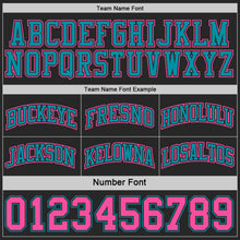 Load image into Gallery viewer, Custom Black Pink-Teal Side Panel Geometric Chevron Reversible Double Side Sublimation Basketball Set Jersey
