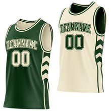 Загрузить изображение в средство просмотра галереи, Custom Green-Cream Side Panel Geometric Chevron Reversible Double Side Sublimation Basketball Set Jersey
