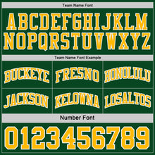 Laden Sie das Bild in den Galerie-Viewer, Custom Green Gold-White Side Panel Geometric Chevron Reversible Double Side Sublimation Basketball Set Jersey
