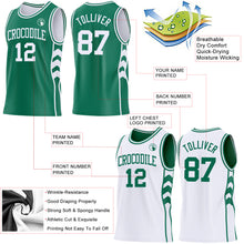 Charger l'image dans la galerie, Custom Kelly Green-White Side Panel Geometric Chevron Reversible Double Side Sublimation Basketball Set Jersey
