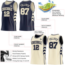 Загрузить изображение в средство просмотра галереи, Custom Navy-Cream Side Panel Geometric Chevron Reversible Double Side Sublimation Basketball Set Jersey
