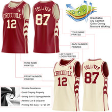 Load image into Gallery viewer, Custom Maroon-Cream Side Panel Geometric Chevron Reversible Double Side Sublimation Basketball Set Jersey
