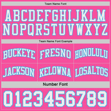 Загрузить изображение в средство просмотра галереи, Custom Pink White-Sky Blue Side Panel Geometric Chevron Reversible Double Side Sublimation Basketball Set Jersey
