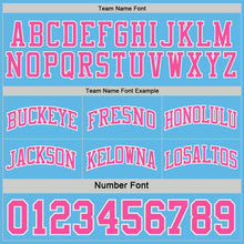 Загрузить изображение в средство просмотра галереи, Custom Pink White-Sky Blue Side Panel Geometric Chevron Reversible Double Side Sublimation Basketball Set Jersey
