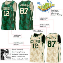 Load image into Gallery viewer, Custom Green-Cream Side Panel Stripe Sun Flame Reversible Double Side Sublimation Basketball Set Jersey
